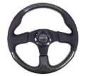 Picture of NRG Carbon Fiber Steering Wheel (315mm) Leather Trim w/Red Stitching