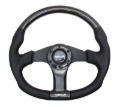 Picture of NRG Carbon Fiber Steering Wheel (350mm) Oval Shape Black w/Leather Trim