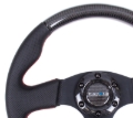 Picture of NRG Carbon Fiber Steering Wheel (315mm) Leather Trim w/Red Stitching