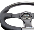 Picture of NRG Carbon Fiber Steering Wheel (350mm) Oval Shape Black w/Leather Trim