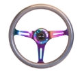 Picture of NRG Classic Wood Grain Steering Wheel (350mm) Chameleon/Pearlescent Paint Grip w/Neochrome 3-Spoke