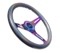 Picture of NRG Classic Wood Grain Steering Wheel (350mm) Chameleon/Pearlescent Paint Grip w/Neochrome 3-Spoke