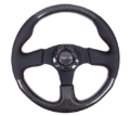 Picture of NRG Carbon Fiber Steering Wheel (315mm) Leather Trim w/Red Stitching