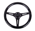 Picture of NRG Classic Wood Grain Steering Wheel (350mm) Black Sparkled Grip w/Black 3-Spoke Center
