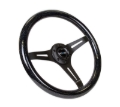 Picture of NRG Classic Wood Grain Steering Wheel (350mm) Black Sparkled Grip w/Black 3-Spoke Center