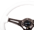 Picture of NRG Classic Wood Grain Steering Wheel (350mm) White Paint Grip w/Black 3-Spoke Center