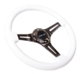 Picture of NRG Classic Wood Grain Steering Wheel (350mm) White Paint Grip w/Black 3-Spoke Center