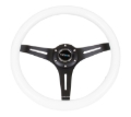 Picture of NRG Classic Wood Grain Steering Wheel (350mm) White Paint Grip w/Black 3-Spoke Center
