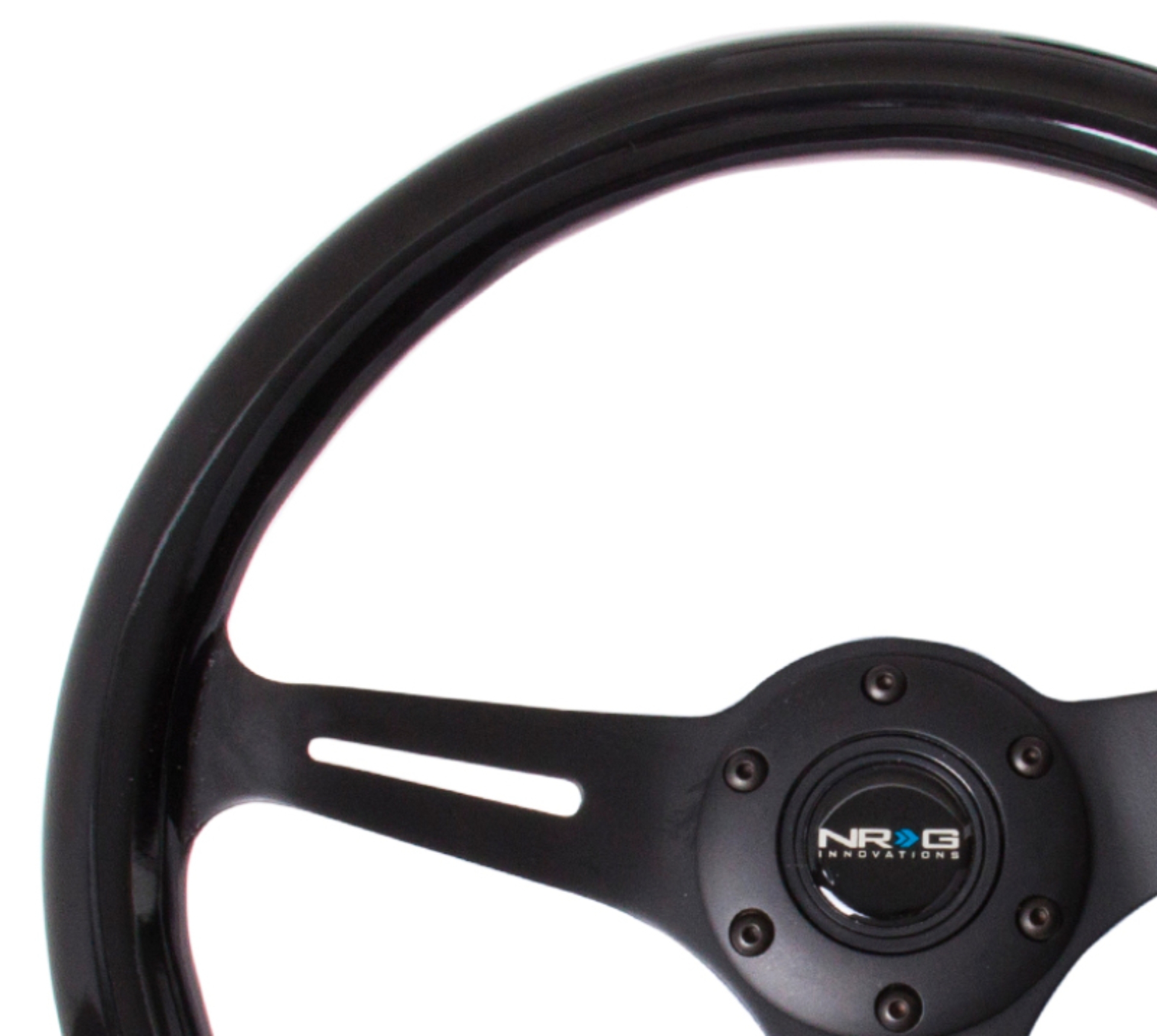 Picture of NRG Classic Wood Grain Steering Wheel (350mm) Black Paint Grip w/Black 3-Spoke Center