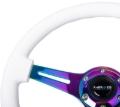 Picture of NRG Classic Wood Grain Steering Wheel (350mm) White Paint Grip w/Neochrome 3-Spoke Center