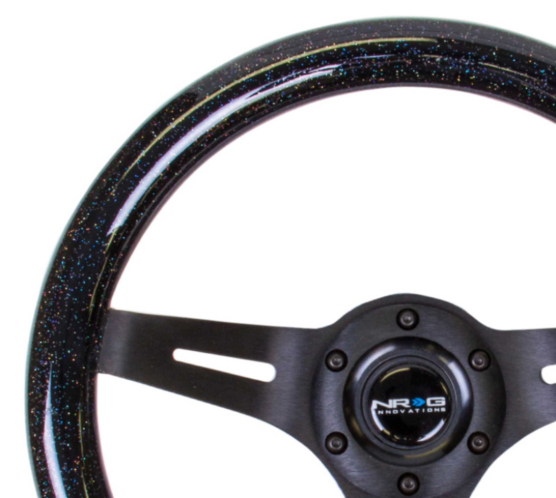 Picture of NRG Classic Wood Grain Steering Wheel (310mm) Black Sparkle w/Blk 3-Spoke Center