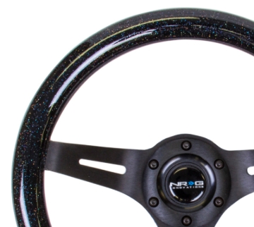 Picture of NRG Classic Wood Grain Steering Wheel (310mm) Black Sparkle w/Blk 3-Spoke Center