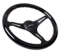 Picture of NRG Classic Wood Grain Steering Wheel (350mm) Black Paint Grip w/Black 3-Spoke Center
