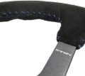 Picture of NRG Reinforced Steering Wheel (350mm / 3in. Deep) Blk Suede/Blue BBall Stitch w/5mm Matte Blk Spokes