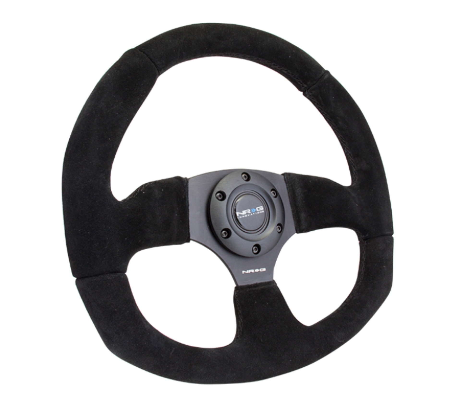 Picture of NRG Reinforced Steering Wheel (320mm Horizontal / 330mm Vertical) Black Suede w/Black Stitching
