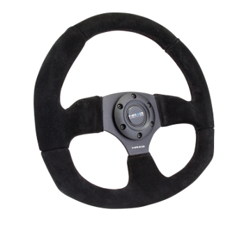 Picture of NRG Reinforced Steering Wheel (320mm Horizontal / 330mm Vertical) Black Suede w/Black Stitching