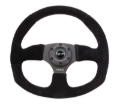 Picture of NRG Reinforced Steering Wheel (320mm Horizontal / 330mm Vertical) Black Suede w/Black Stitching