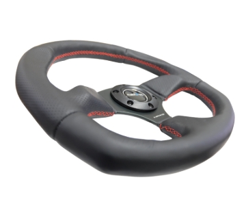 Picture of NRG Reinforced Steering Wheel (320mm Horizontal / 330mm Vertical) Leather w/Red Stitching