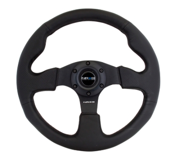 Picture of NRG Reinforced Steering Wheel (320mm) Black Leather w/Black Stitching