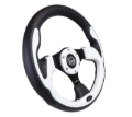 Picture of NRG Reinforced Steering Wheel (320mm) Blk w/White Trim & 4mm 3-Spoke