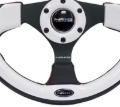 Picture of NRG Reinforced Steering Wheel (320mm) Blk w/White Trim & 4mm 3-Spoke