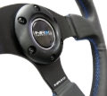 Picture of NRG Reinforced Steering Wheel (320mm) Black Leather w/Blue Stitching