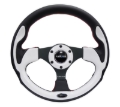 Picture of NRG Reinforced Steering Wheel (320mm) Blk w/White Trim & 4mm 3-Spoke