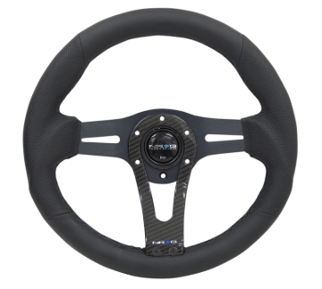 Picture of NRG Reinforced Steering Wheel (320mm) w/Carbon Center Spoke
