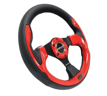 Picture of NRG Reinforced Steering Wheel (320mm) Blk w/Red Trim & 5mm 3-Spoke