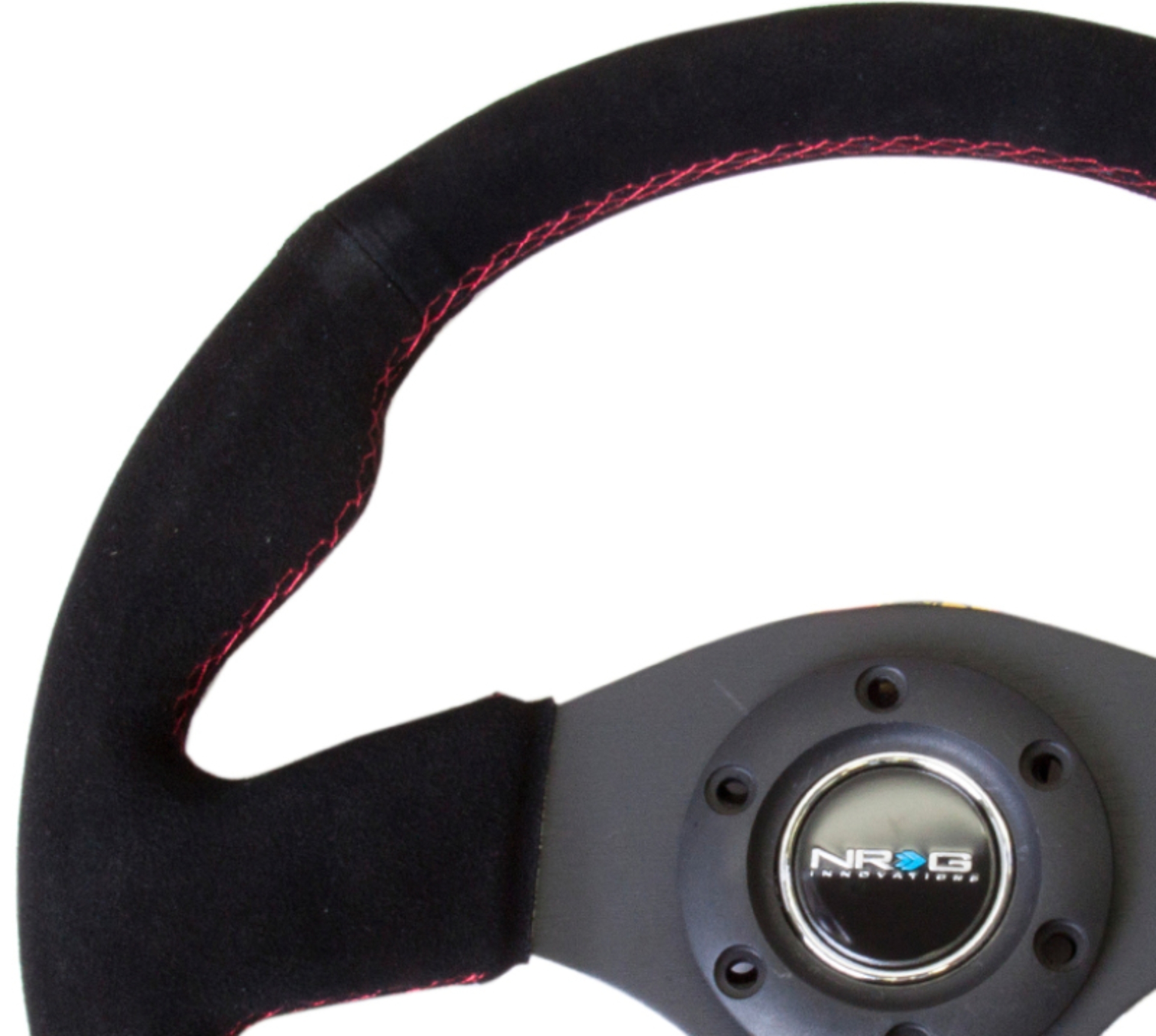 Picture of NRG Reinforced Steering Wheel (320mm) Suede w/Red Stitch