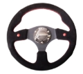 Picture of NRG Reinforced Steering Wheel (320mm) Blk Suede w/Dual Buttons