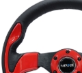 Picture of NRG Reinforced Steering Wheel (320mm) Blk w/Red Trim & 5mm 3-Spoke