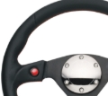 Picture of NRG Reinforced Steering Wheel (320mm) Blk Leather w/Dual Buttons