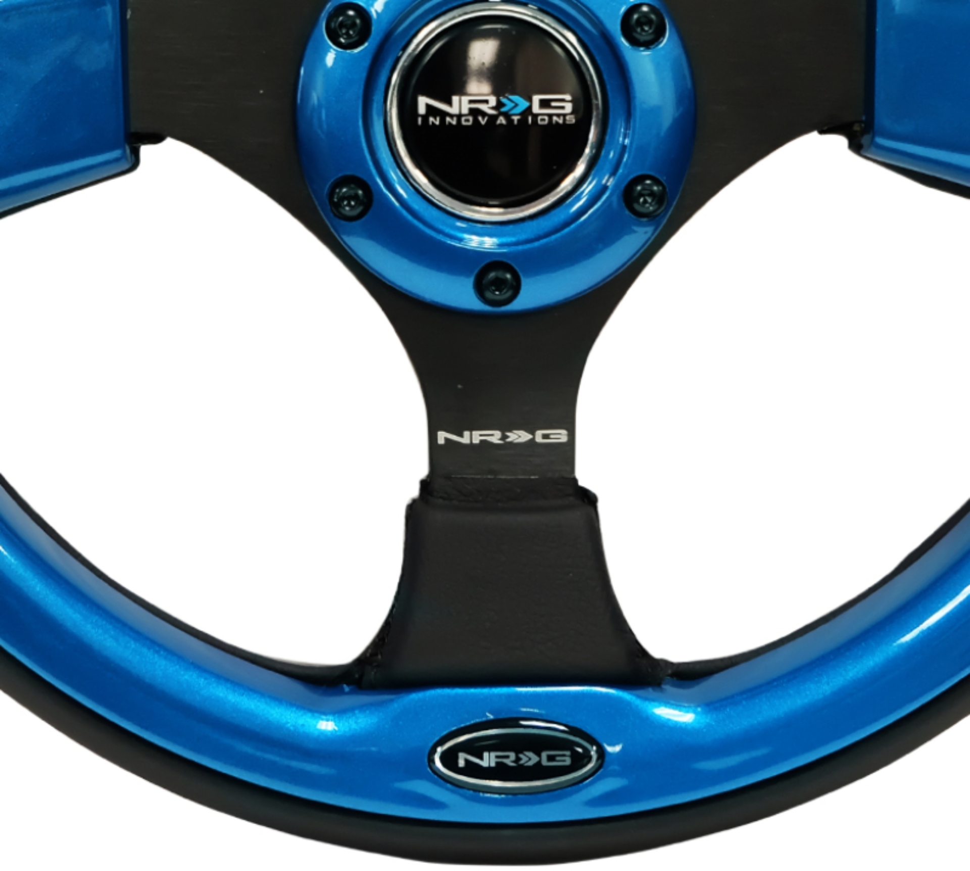 Picture of NRG Reinforced Steering Wheel (320mm) Blk w/Blue Trim