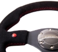 Picture of NRG Reinforced Steering Wheel (320mm) Blk Suede w/Dual Buttons