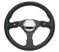 Picture of NRG Reinforced Steering Wheel (320mm) Blk Leather w/Dual Buttons