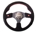 Picture of NRG Reinforced Steering Wheel (320mm) Blk Suede w/Dual Buttons