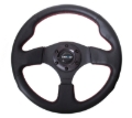 Picture of NRG Reinforced Steering Wheel (320mm) Leather w/Red Stitch
