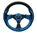 Picture of NRG Reinforced Steering Wheel (320mm) Blk w/Blue Trim