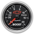 Picture of Autometer GM Bowtie Black 2-1/16in Boost/Vacuum 30in HG - 20 PSI Mechanical