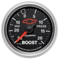 Picture of Autometer GM Bowtie Black 2-1/16in Boost/Vacuum 30in HG - 20 PSI Mechanical