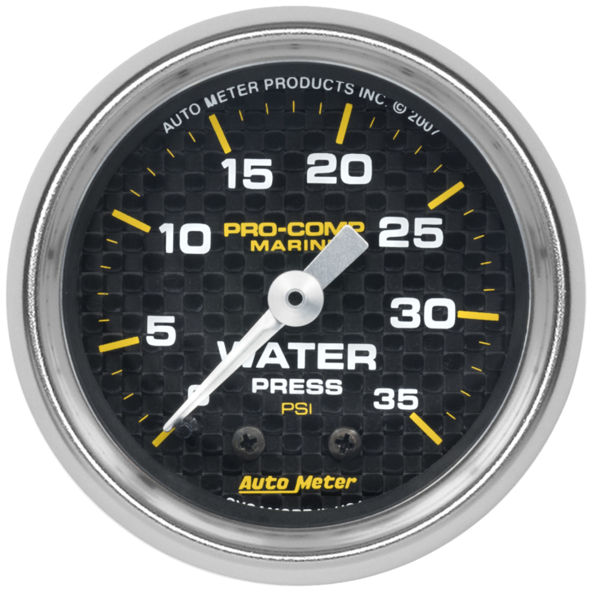 Picture of Autometer Marine Carbon Fiber 2-1/16in 35 PSI Mechanical Water Pressure Gauge