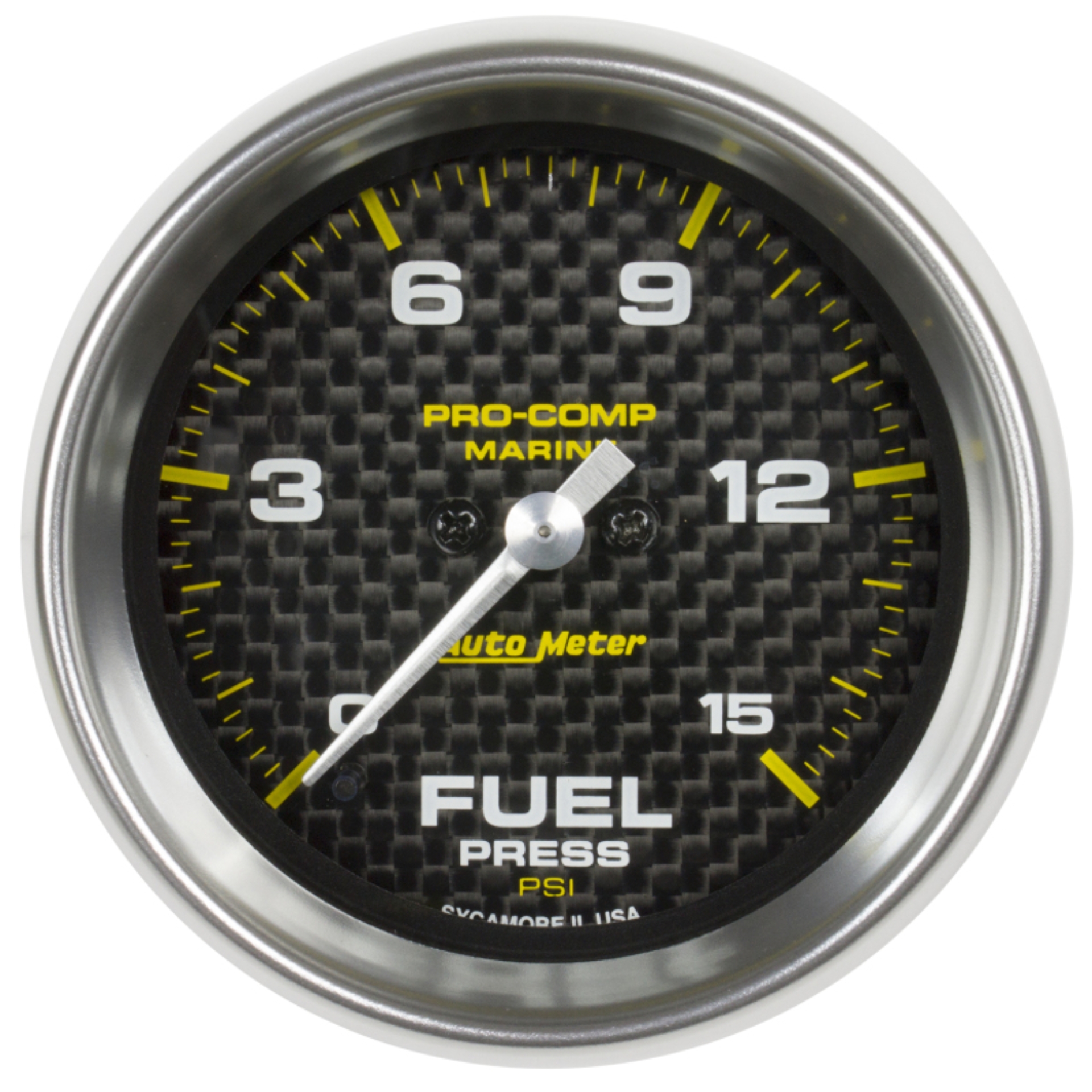 Picture of Autometer Marine Carbon Fiber 2-1/16in 15 PSI Digital Stepper Motor Fuel Pressure Gauge