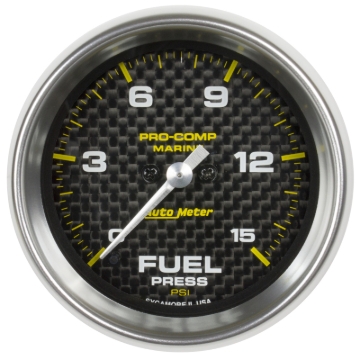 Picture of Autometer Marine Carbon Fiber 2-1/16in 15 PSI Digital Stepper Motor Fuel Pressure Gauge