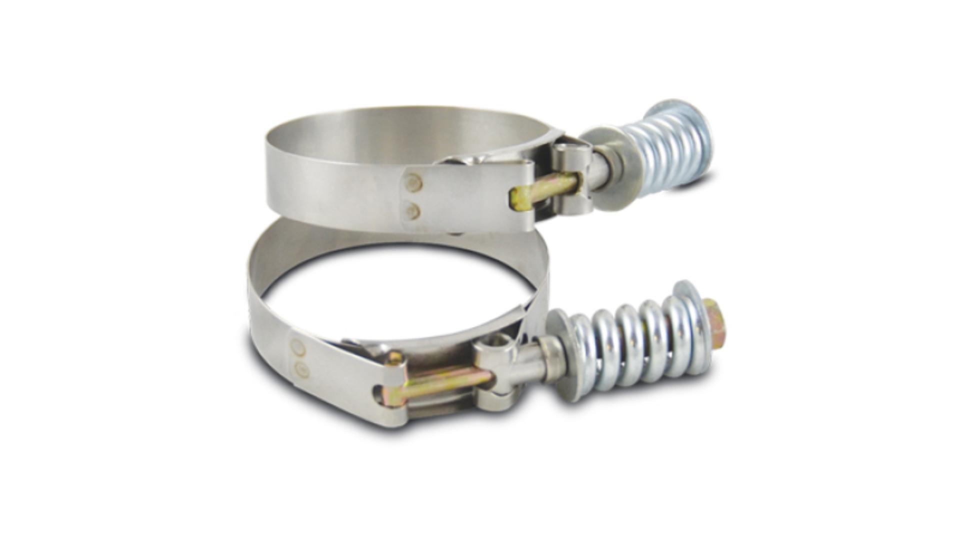 Picture of Vibrant SS T-Bolt Clamps Pack of 2 Size Range: 3.53in to 3.83in OD For use w/ 3.25in ID Coupling