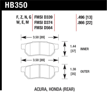 Picture of Hawk 90-01 Acura Integra (excl Type R) / 98-00 Civic Coupe Si HPS Street Rear Brake Pads