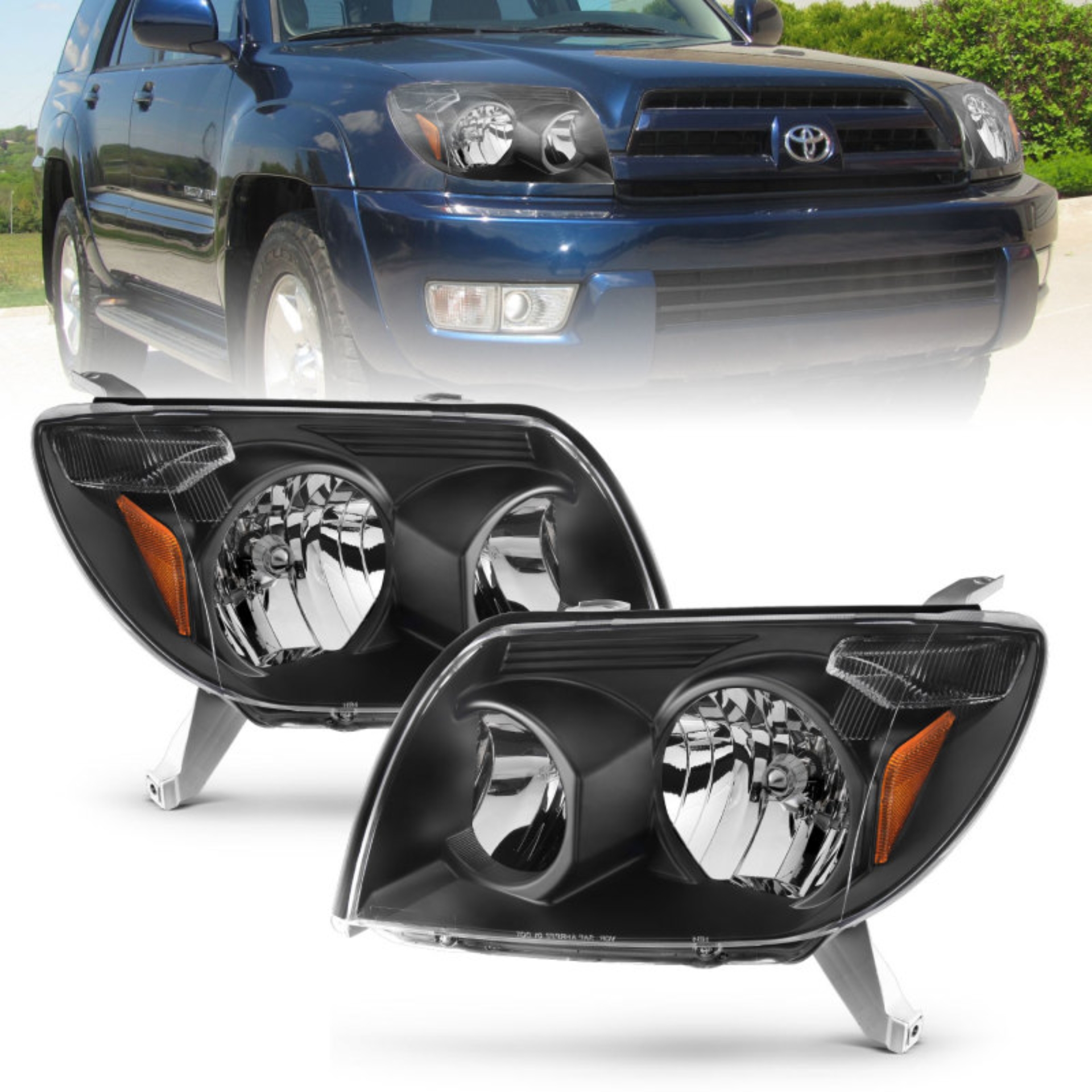 Picture of ANZO 2003-2005 Toyota 4Runner Crystal Headlights Black
