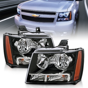 Picture of ANZO 2007-2014 Chevrolet Tahoe/Suburban Crystal Headlights Black