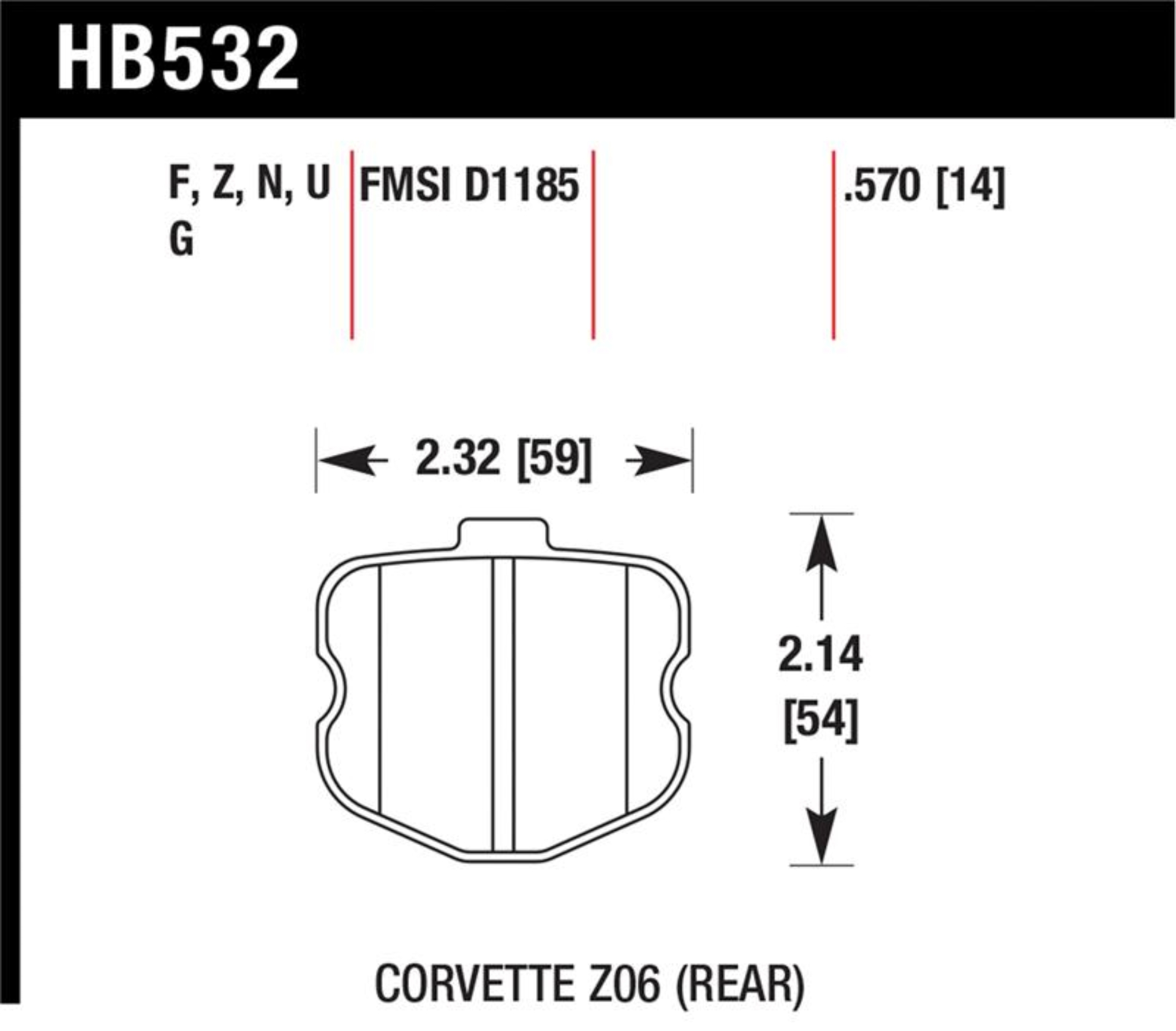 Picture of Hawk 06-10 Chevy Corvette (OEM Pad Design) Rear Performance Ceramic Sreet Brake Pads