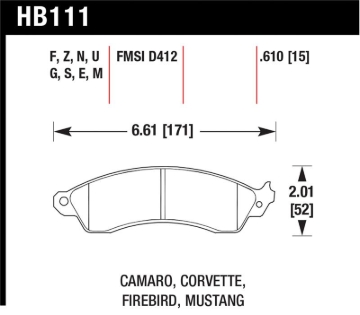 Picture of Hawk 94-04 Mustang Cobra / 88-95 Corvette 5.7L / 88-92 Camaro w/ Hvy Duty Brakes Front HPS Street Br